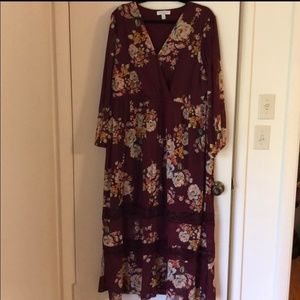 Burgundy Floral Midi/Maxi Dress